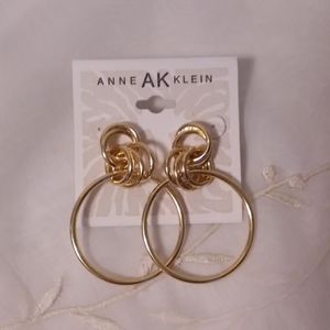 Gold Tone Hoop Dangle Pierce Earrings Anne Klein
